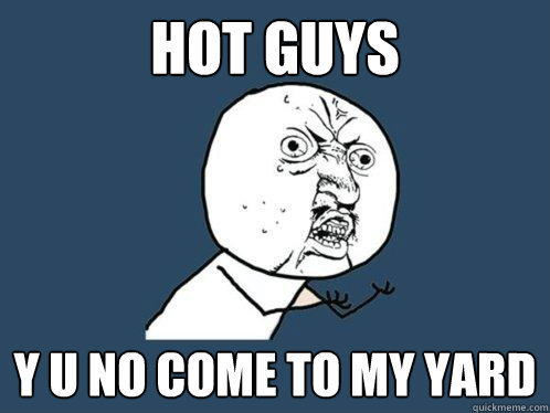 HOT GUYS y u no come to my yard  Y U No