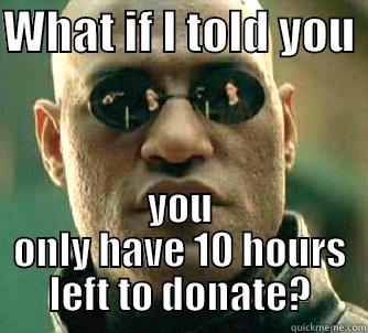 WHAT IF I TOLD YOU  YOU ONLY HAVE 10 HOURS LEFT TO DONATE? Matrix Morpheus