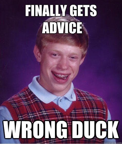 Finally gets
 advice Wrong Duck   Bad Luck Brian