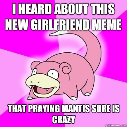 I heard about this new girlfriend meme That praying mantis sure is crazy  Slowpoke