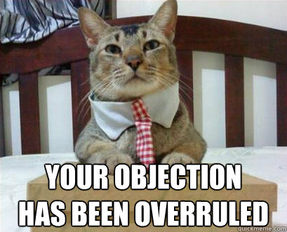  Your objection
has been overruled  Lawyer Cat