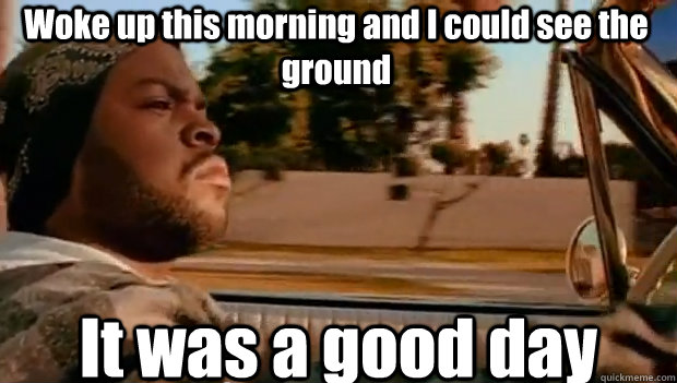 Woke up this morning and I could see the ground It was a good day  It was a good day