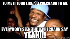 To Me It Look Like a Leprechaun to Me everybody seen the leprechaun say
 Yeah!!! - To Me It Look Like a Leprechaun to Me everybody seen the leprechaun say
 Yeah!!!  I want the Gold