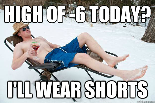 high of -6 today?
 I'll wear shorts  Minnesota