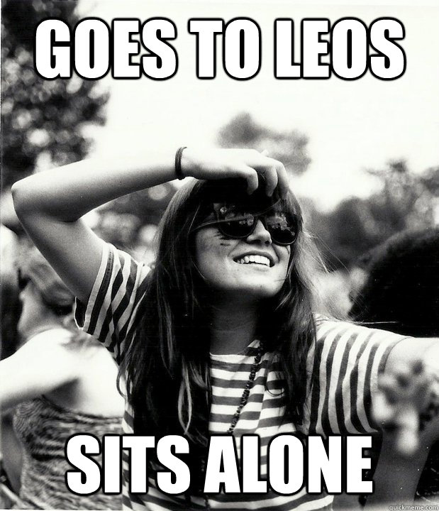 Goes to leos sits alone  Georgetown Hipster