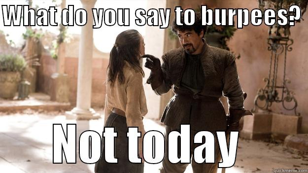 no more - WHAT DO YOU SAY TO BURPEES?  NOT TODAY  Arya not today