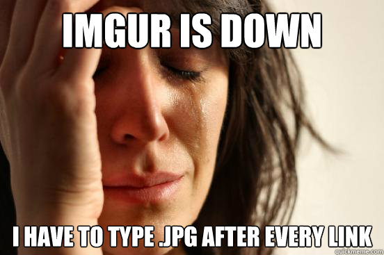 Imgur is down I have to type .jpg after every link  First World Problems