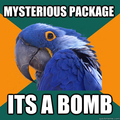 Mysterious Package  ITS A BOMB  Paranoid Parrot