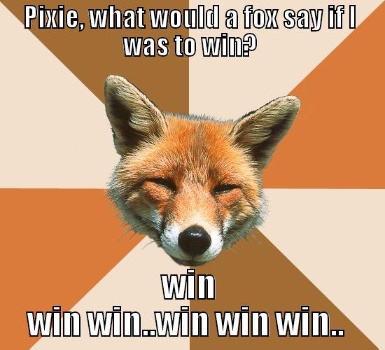 PIXIE, WHAT WOULD A FOX SAY IF I WAS TO WIN? WIN WIN WIN..WIN WIN WIN..  Condescending Fox
