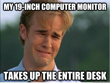 My 19-inch computer monitor Takes up the entire desk  1990s Problems