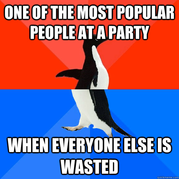 One of the most popular people at a party when everyone else is wasted  Socially Awesome Awkward Penguin