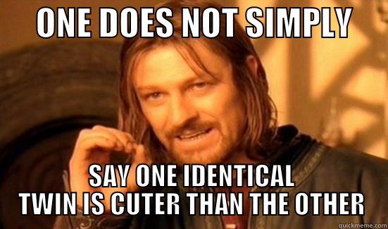      ONE DOES NOT SIMPLY      SAY ONE IDENTICAL TWIN IS CUTER THAN THE OTHER Boromir