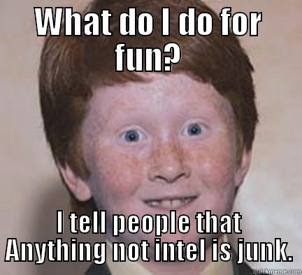 intel swag - WHAT DO I DO FOR FUN? I TELL PEOPLE THAT ANYTHING NOT INTEL IS JUNK. Over Confident Ginger