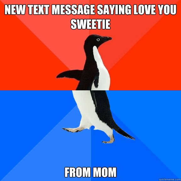 NEW TEXT MESSAGE SAYING LOVE YOU SWEETIE FROM MOM  Socially Awesome Awkward Penguin
