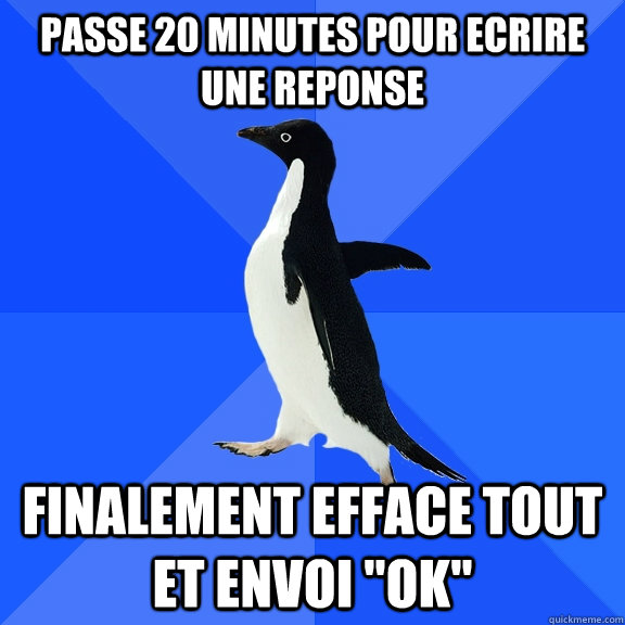 passe 20 minutes pour ecrire une reponse finalement efface tout et envoi 