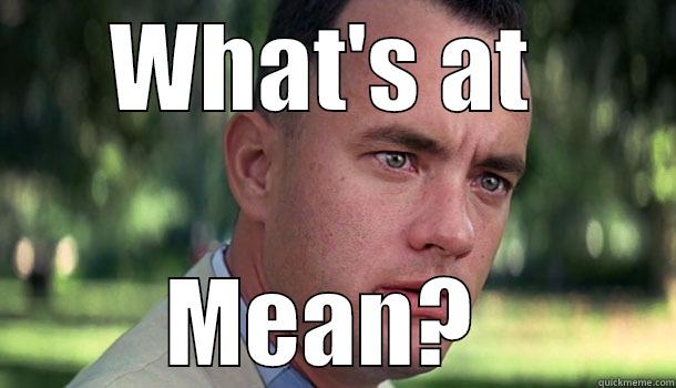 what? what? - WHAT'S AT  MEAN?  Offensive Forrest Gump