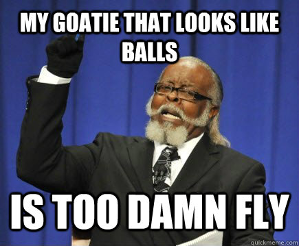 My goatie that looks like balls is too damn fly  Too Damn High