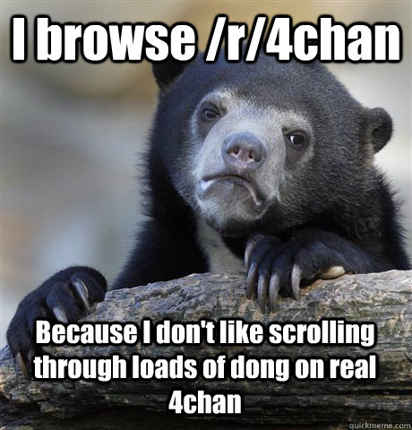 I browse /r/4chan Because I don't like scrolling through loads of dong on real 4chan - I browse /r/4chan Because I don't like scrolling through loads of dong on real 4chan  Confession Bear