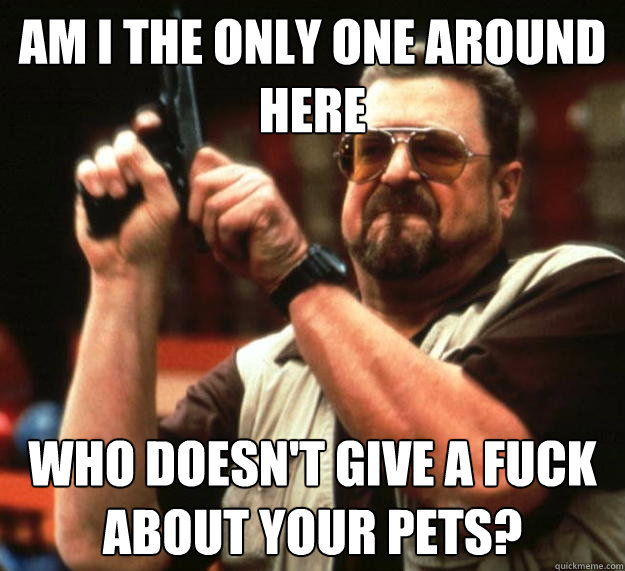 am I the only one around here who doesn't give a fuck about your pets?  Angry Walter