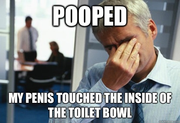 pooped My penis touched the inside of the toilet bowl  Male First World Problems