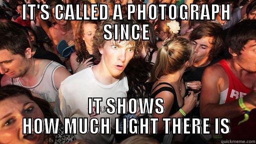 IT'S CALLED A PHOTOGRAPH SINCE IT SHOWS HOW MUCH LIGHT THERE IS Sudden Clarity Clarence