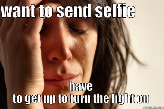 WANT TO SEND SELFIE          HAVE TO GET UP TO TURN THE LIGHT ON First World Problems