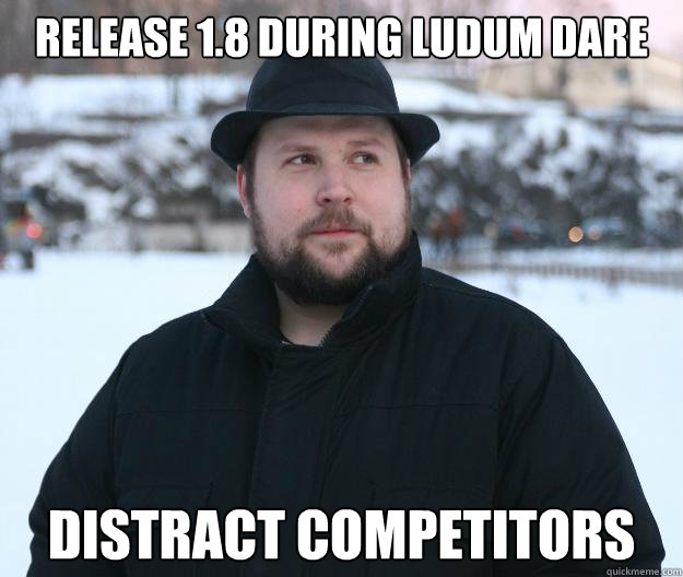 Release 1.8 during Ludum Dare distract competitors  Advice Notch