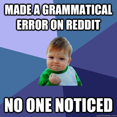 Made a grammatical error on reddit no one noticed  Success Kid