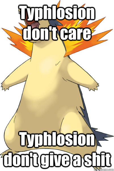 Typhlosion don't care Typhlosion don't give a shit - Typhlosion don't care Typhlosion don't give a shit  Fire Badger