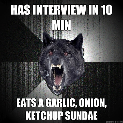 HAs interview in 10 min eats a garlic, onion, ketchup sundae   Insanity Wolf