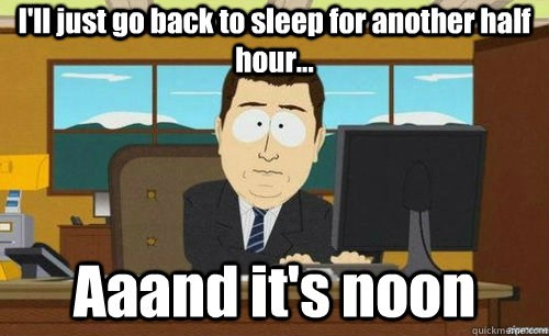 I'll just go back to sleep for another half hour... Aaand it's noon  anditsgone