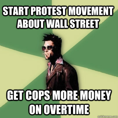 start protest movement about Wall Street Get Cops more money on overtime  Helpful Tyler Durden