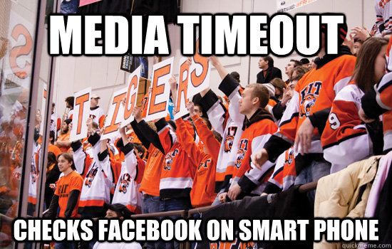 media timeout checks facebook on smart phone  RIT Corner Crew