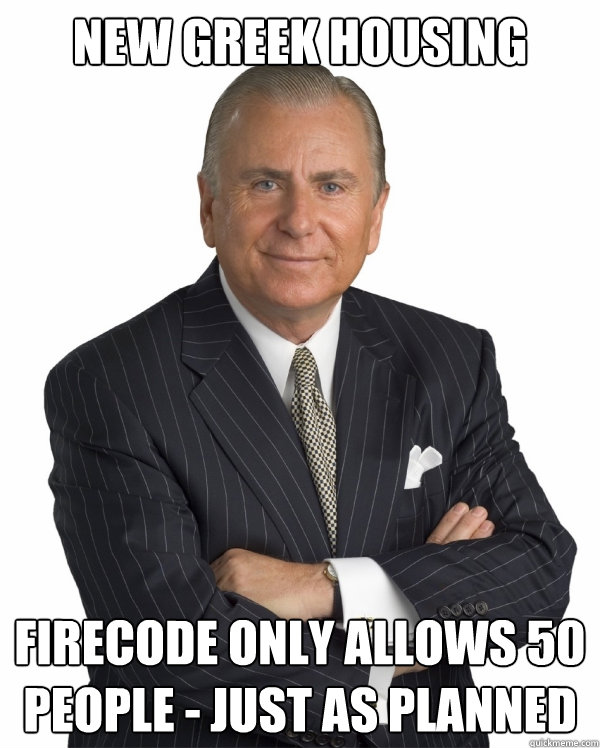 NEW greek HOUSING Firecode only allows 50 PEOPLE - just as planned - NEW greek HOUSING Firecode only allows 50 PEOPLE - just as planned  Big Plans Nido