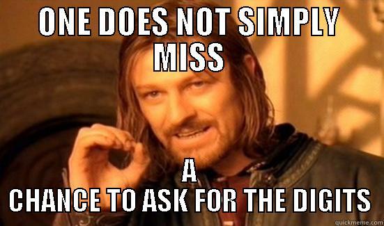 ONE DOES NOT SIMPLY MISS A CHANCE TO ASK FOR THE DIGITS Boromir