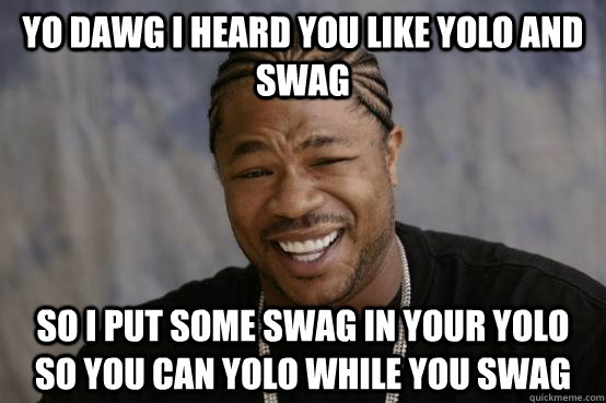 Yo dawg i heard you like yolo and swag so i put some swag in your yolo so you can yolo while you swag  YO DAWG