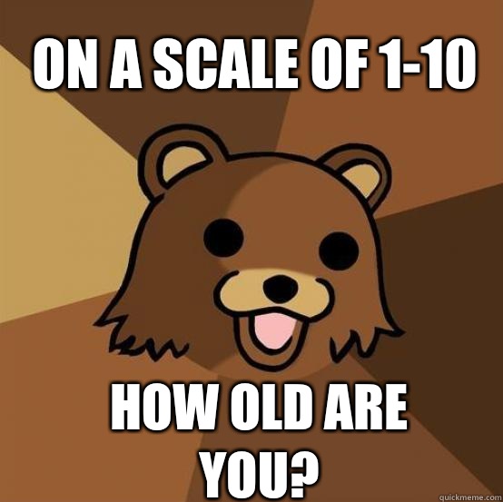 On a scale of 1-10 How old are you? - On a scale of 1-10 How old are you?  Pedo Bear