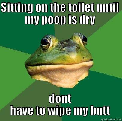 SITTING ON THE TOILET UNTIL MY POOP IS DRY DONT HAVE TO WIPE MY BUTT Foul Bachelor Frog