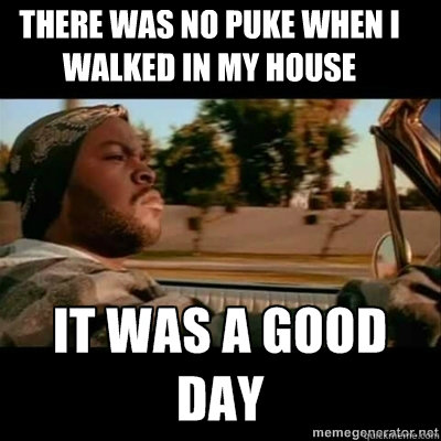 There was no puke when I walked in my house  ICECUBE