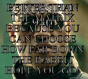 CROSSFIT 940 BETTER THAN THE MATRIX BECAUSE YOU CAN CHOOSE HOW FAR DOWN THE RABBIT HOLE YOU GO! Matrix Morpheus