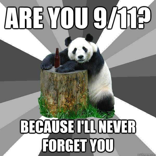 ARE YOU 9/11? BECAUSE I'LL NEVER FORGET YOU - ARE YOU 9/11? BECAUSE I'LL NEVER FORGET YOU  Pickup-Line Panda