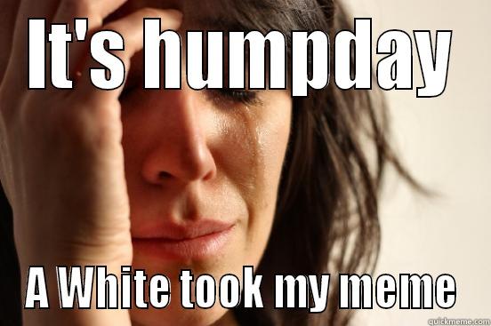 IT'S HUMPDAY A WHITE TOOK MY MEME First World Problems