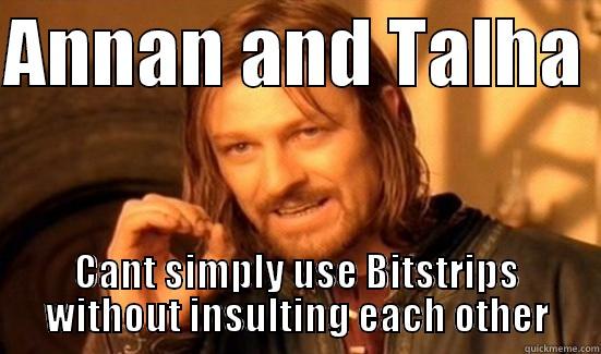 ANNAN AND TALHA  CANT SIMPLY USE BITSTRIPS WITHOUT INSULTING EACH OTHER Boromir