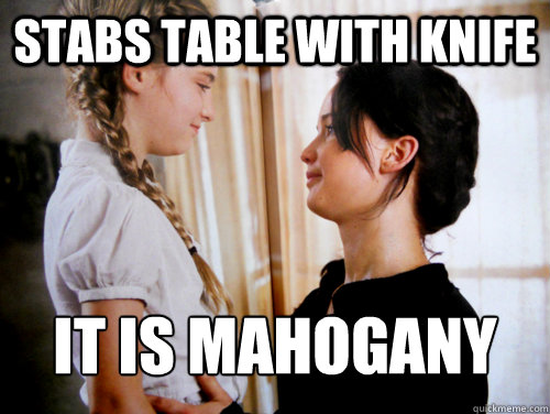 Stabs table with Knife It is Mahogany  