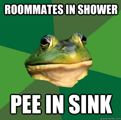 ROommates in shower pee in sink  Foul Bachelor Frog