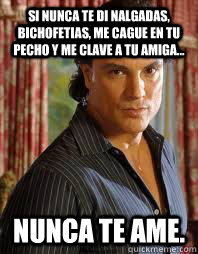 Si nunca te di nalgadas, bichofetias, me cague en tu pecho y me clave a tu amiga... nunca te ame. - Si nunca te di nalgadas, bichofetias, me cague en tu pecho y me clave a tu amiga... nunca te ame.  Osvaldo Rios meme