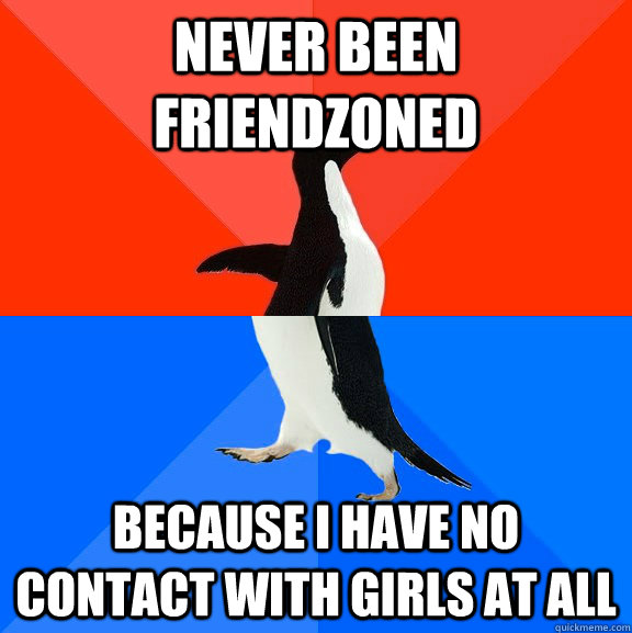 Never been friendzoned because i have no contact with girls at all  Socially Awesome Awkward Penguin