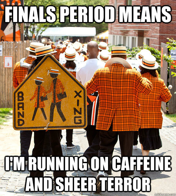 finals period means i'm running on caffeine and sheer terror  Princeton Problems
