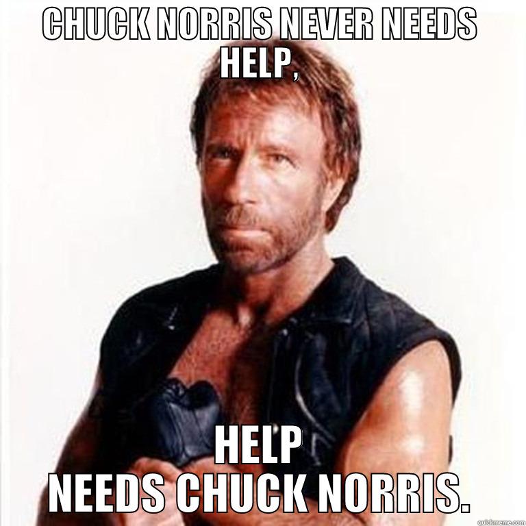 CHUCK NORRIS NEVER NEEDS HELP, HELP NEEDS CHUCK NORRIS. Misc
