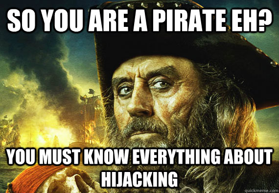 So you are a pirate eh? You must know everything about hijacking  Unimpressed Pirate